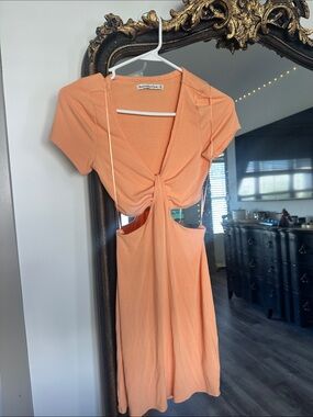 Cut-Out Abercrombie Midi Dress in Peach Orange